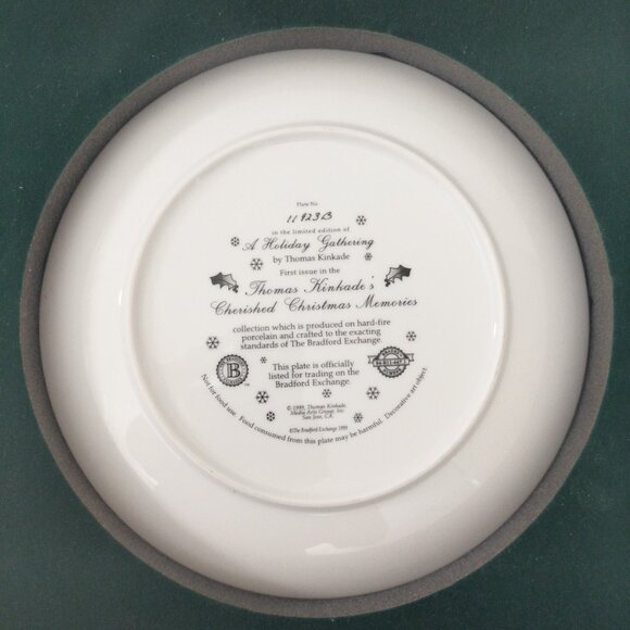 Thomas Kinkade "A Holiday Gathering"  Plate With COA & Box Vintage 1999 limited - Picture 9 of 11
